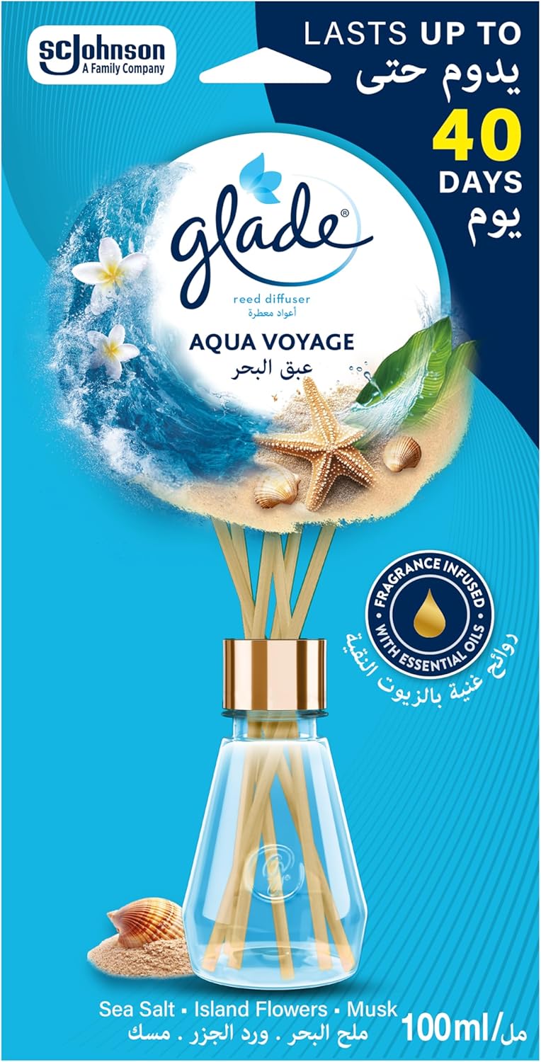 Glade Reed Diffuser, Aqua Voyage, Sea Salt & Island Flowers & Musk, 100ml - Image 1