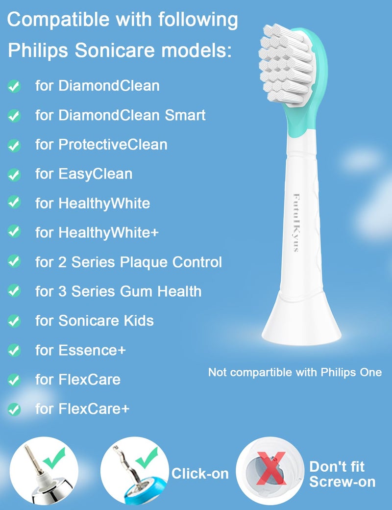 Futulkyus Kids Replacement Heads for Philips Sonicare: 3+ Years Old Children Soft Electric Toothbrush Compact Child Brush Head for Boys Girls, Pink & Blue 8 Pack - Image 2