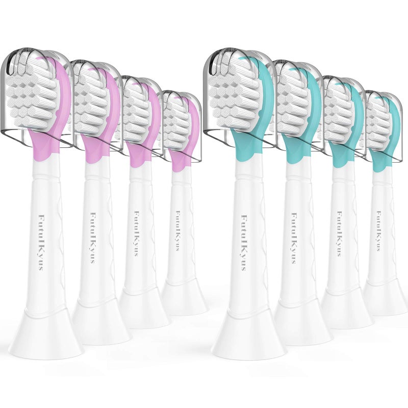 Futulkyus Kids Replacement Heads for Philips Sonicare: 3+ Years Old Children Soft Electric Toothbrush Compact Child Brush Head for Boys Girls, Pink & Blue 8 Pack - Image 1