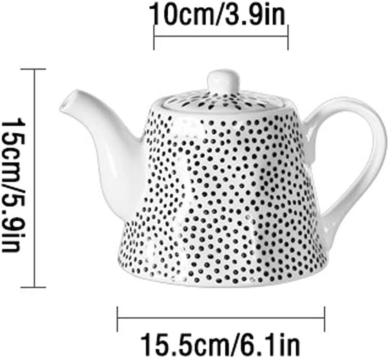 إبريق GRFIT Simple Black Dot من السيراميك بمقبض وغطاء للعصير والشاي المعطر والمشروبات الساخنة والباردة (50.7 أونصة)”， - Image 2