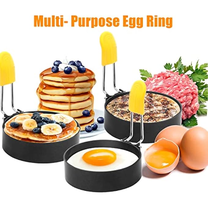 KRGMNHR Stainless Steel Egg Ring 2 Pack Nonstick Egg Maker Rings For Frying Eggs And Egg Mcmuffins Egg Shaper For Frying Pan Cooking Egg Molds For Griddle Egg Circles For Breakfast Sandwich Burger - Image 2