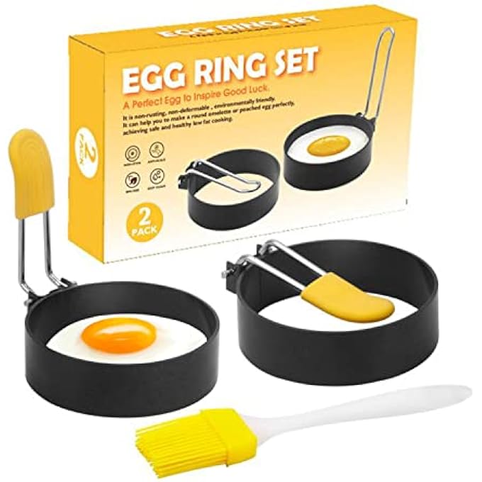 KRGMNHR Stainless Steel Egg Ring 2 Pack Nonstick Egg Maker Rings For Frying Eggs And Egg Mcmuffins Egg Shaper For Frying Pan Cooking Egg Molds For Griddle Egg Circles For Breakfast Sandwich Burger - Image 1