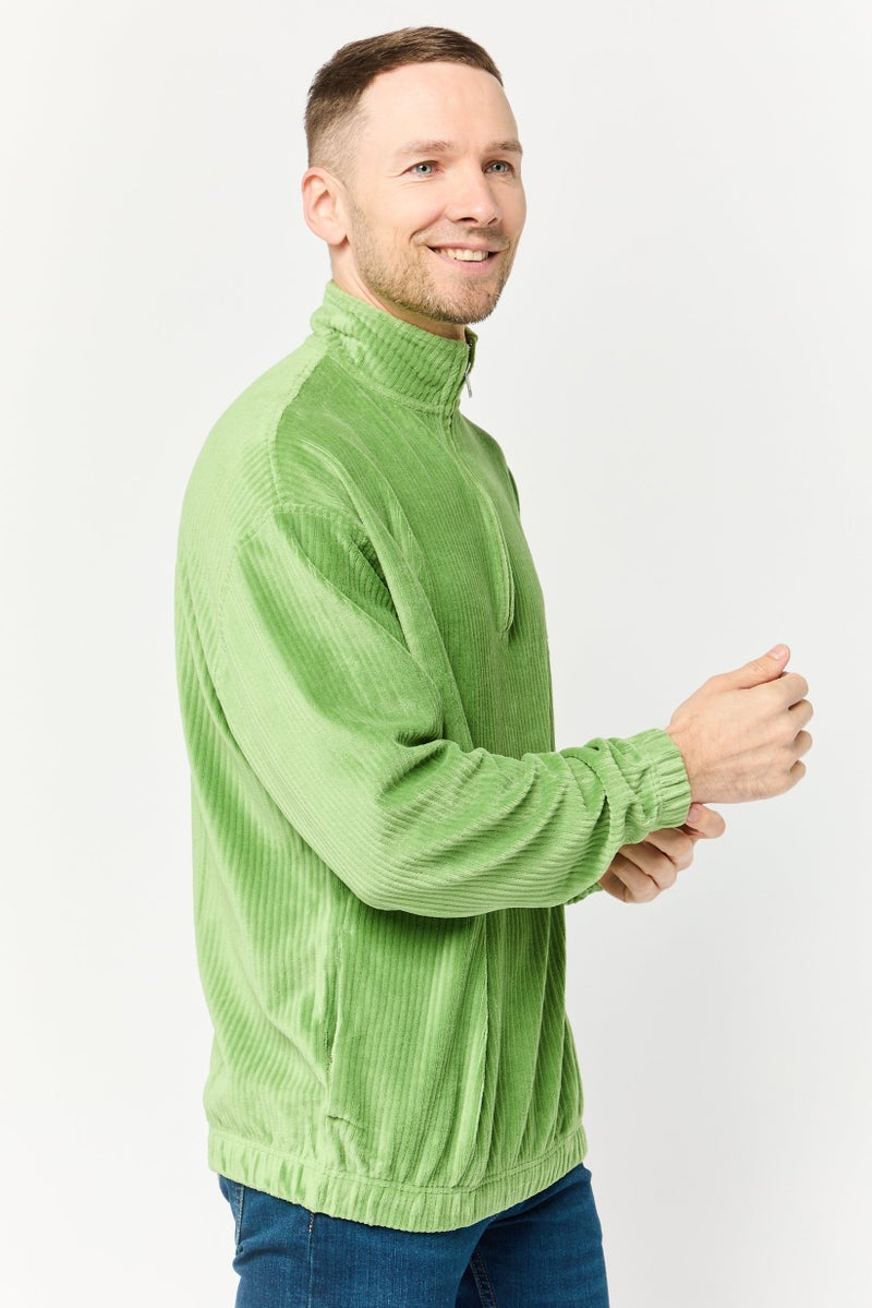 Asos Design Men Oversized Monk Neck Ribbed Long Sleeves Sweatshirt, Green - Image 3