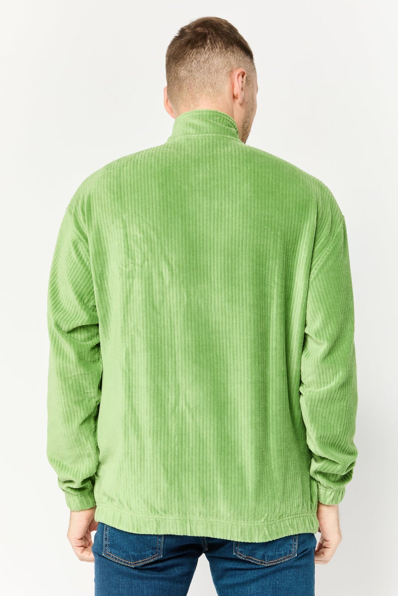 Asos Design Men Oversized Monk Neck Ribbed Long Sleeves Sweatshirt, Green - Image 4