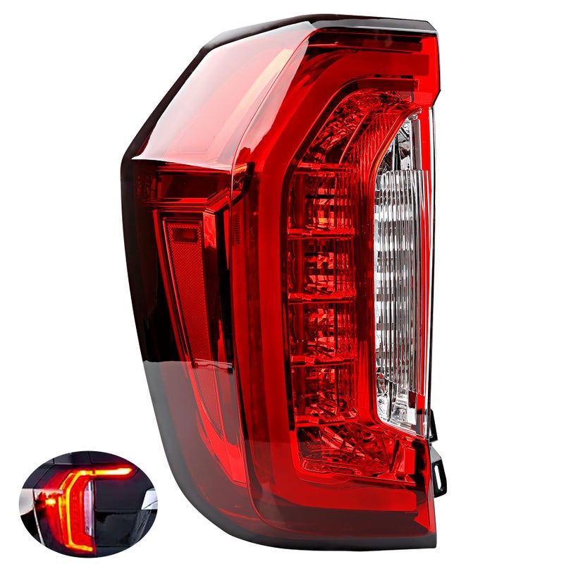 مصابيح خلفية LED كاملة متوافقة مع 2021-2024 GMC يوكون SLE SLT AT4 دينالي استبدال 84816392 مصابيح قيادة وركن وعكس وإشارة فرامل خلفية الجانب الأيسر الخارجي لمصابيح الذيل