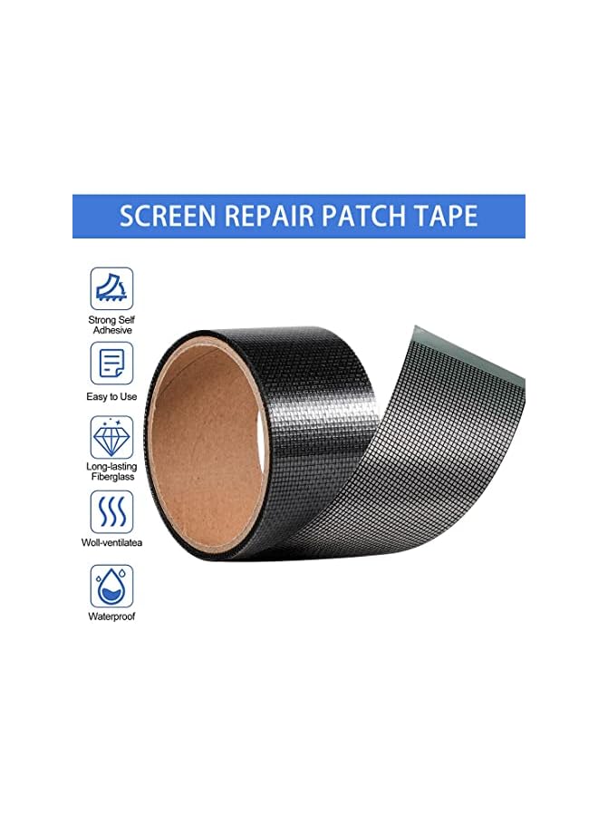 The Bros Window Insect Screen Adhesive Tape Screen Repair Tapes Kit Waterproof Fiberglass Covering Mesh for Window and Door Patch Repair Anti Mosquito (5cmX5m Black) - Image 2