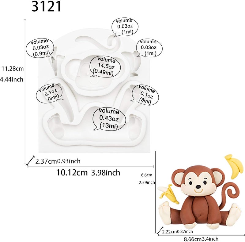 FUNSHOWCASE Monkey Fondant Silicone Mold for Baby Shower, Birthday, Sugarcraft Cake Decoration, Chocolate, Cupcake Topper - Image 2