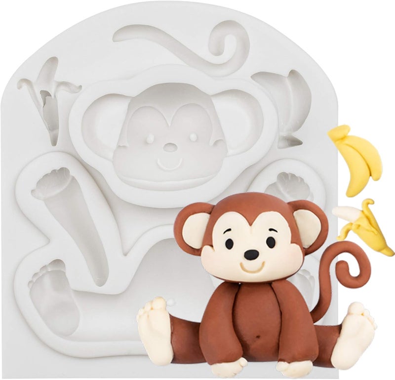 FUNSHOWCASE Monkey Fondant Silicone Mold for Baby Shower, Birthday, Sugarcraft Cake Decoration, Chocolate, Cupcake Topper - Image 1