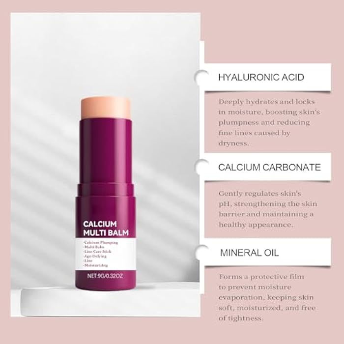 gcdat 2PCS Calcium Multi Balm Stick，All-In-One Wrinkle Bounce Moisturizing Balm with Collagen & Hyaluronic Acid for Anti-Aging and Watery Glow Skin Care - Suitable for All Skin Types, 0.32 Oz Each - Image 3