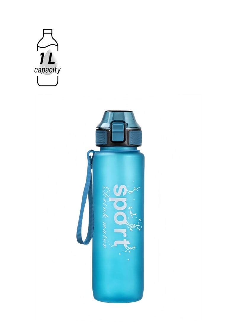 nihao New Sports Water Bottle, Tumbler,Soft Spout, Frosted, Gradient Water Cup Sports Cup Letter Straw Cup Large Capacity Tote Cup Fitness Plastic Cup Water Bottle, Blue-1000ML  - Image 1