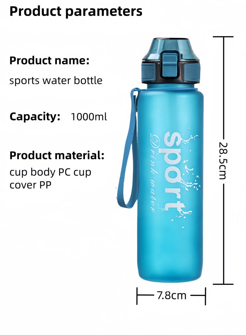 nihao New Sports Water Bottle, Tumbler,Soft Spout, Frosted, Gradient Water Cup Sports Cup Letter Straw Cup Large Capacity Tote Cup Fitness Plastic Cup Water Bottle, Blue-1000ML  - Image 2
