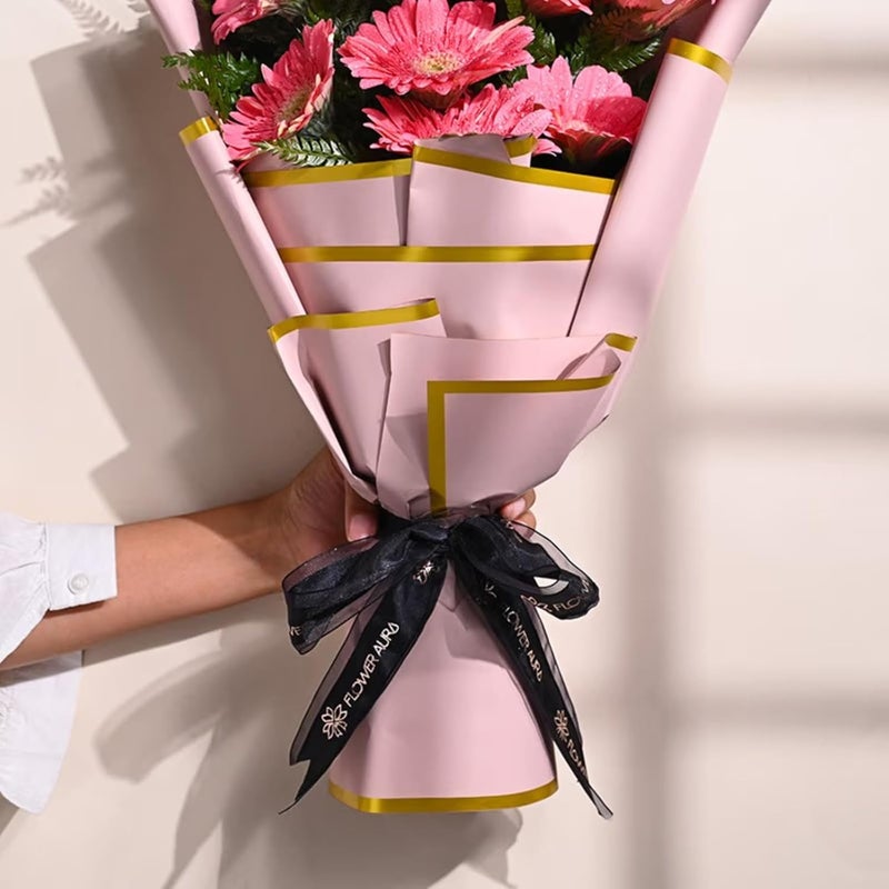 Floweraura FlowerAura Fresh Live Flower Bouquet of 10 Pink Gerberas In Designer Packing For Birthday Gift Anniversary Gift Wedding Gift Congratulations Gift Gift For Special Occasions Same Day Delivery  - Image 4