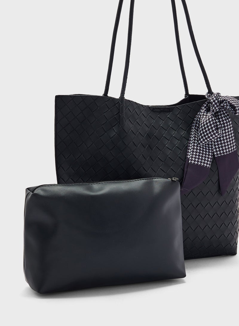 ايلا حقيبة يد منسوجة مع حقيبة صغيرة - Image 3