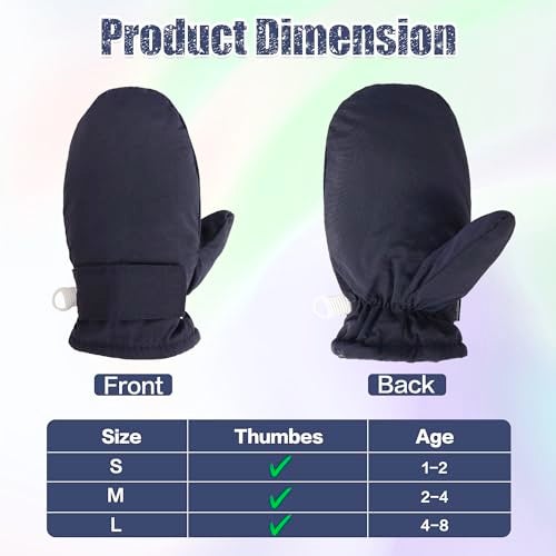 Fynnsure Toddler Mittens Baby Waterproof Snow Gloves Kids Ski Snow Gloves Cold Weather Mittens for Boys Girls Solid Navy 2-4 Years - Image 4