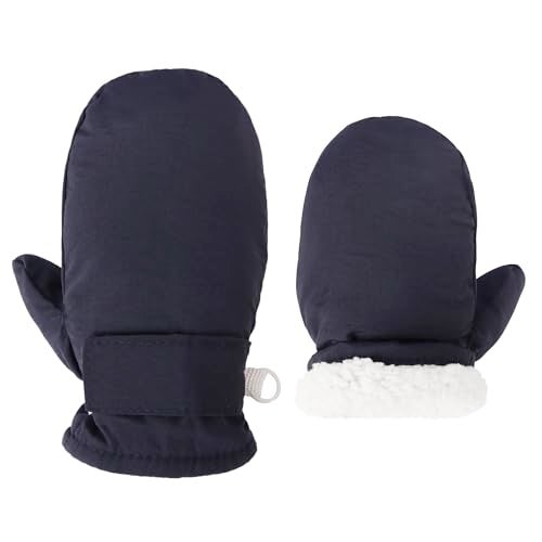 Fynnsure Toddler Mittens Baby Waterproof Snow Gloves Kids Ski Snow Gloves Cold Weather Mittens for Boys Girls Solid Navy 2-4 Years - Image 1