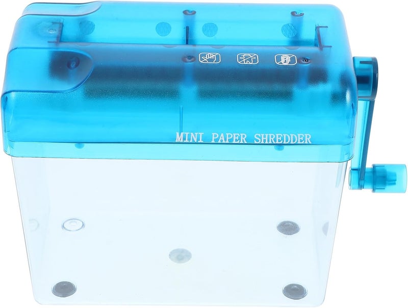 Manual Tabletop Hand Shredder Portable Wear-Resistant Paper Cutter for Home and Office Use, Blue Compact Desktop School Paper Shredder - Image 1