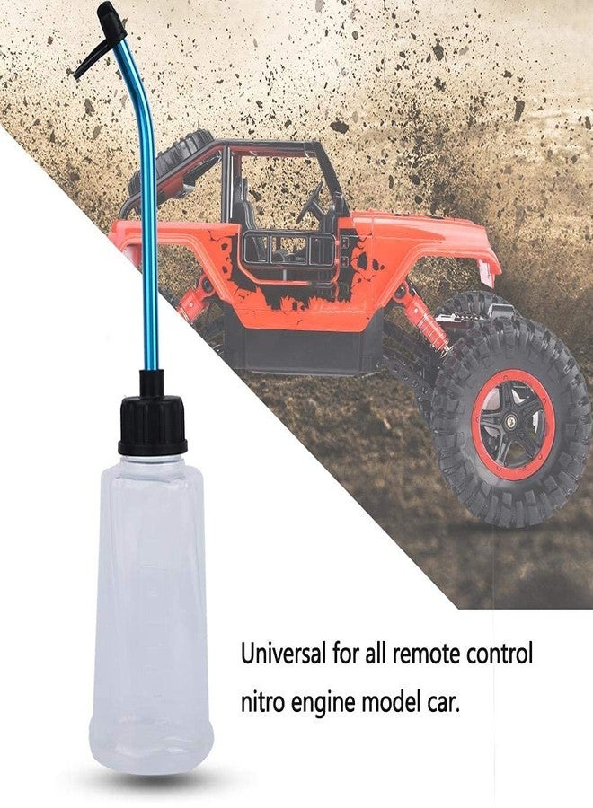 Dilwe Fuel Filler Bottle, 250ML Universal RC Car Accessory Nitro Engine Fuel Filler Bottle with Aluminum Alloy Bottle Straw for RC Model Car White Fuel Bottle - Image 2