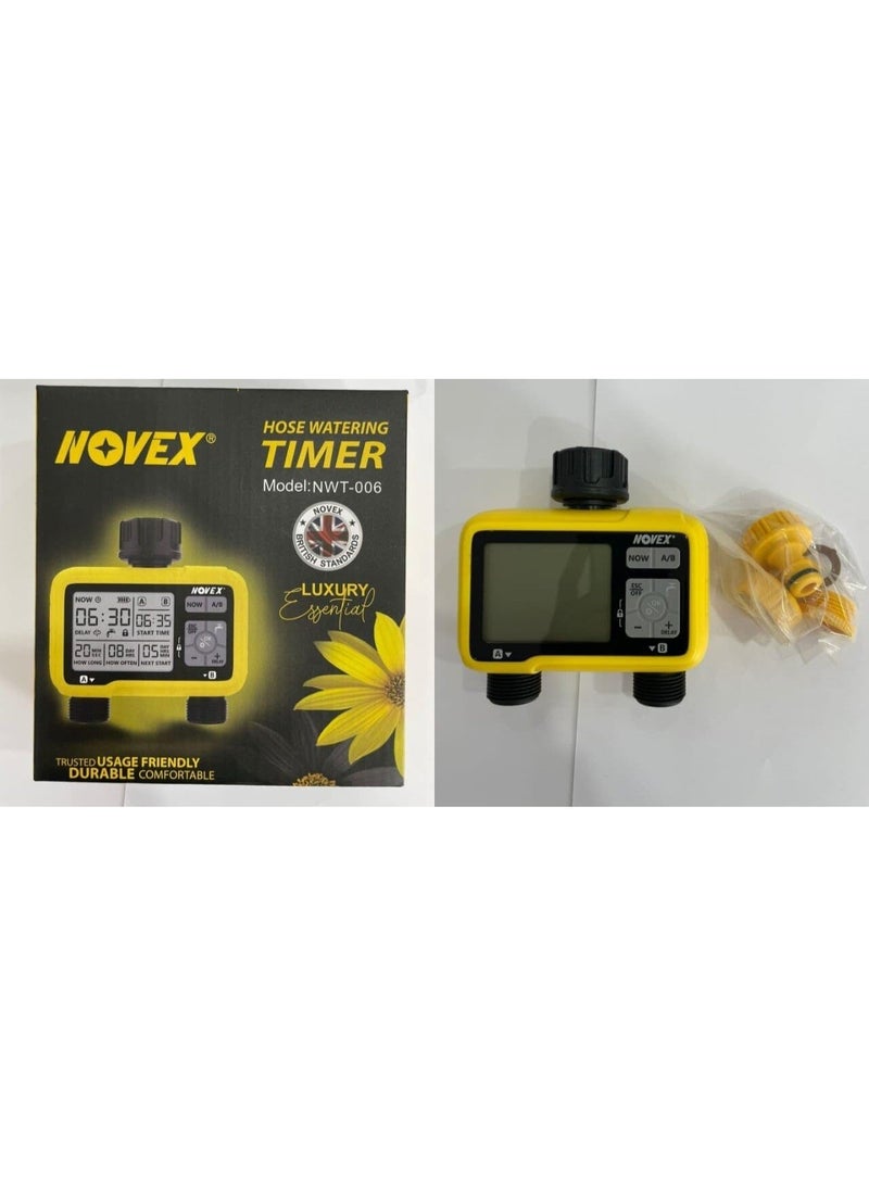 NOVEX Digital Hose Watering Timer with LCD Display – Programmable Irrigation Controller, Automatic ON/OFF, Weather-Resistant, Easy Setup for Garden, Lawn & Outdoor Use, Model NWT 006 - Image 2