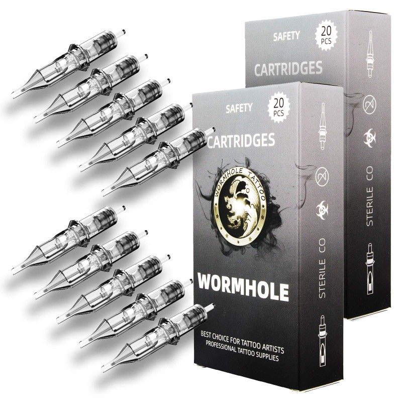 Wormhole Tattoo Needles 20Pcs 5M1 Disposable Tattoo Cartridge Needles Stack Magnum for Tattoo Gun Cartridge Machine Permanent Makeup (1005M1) - Image 1