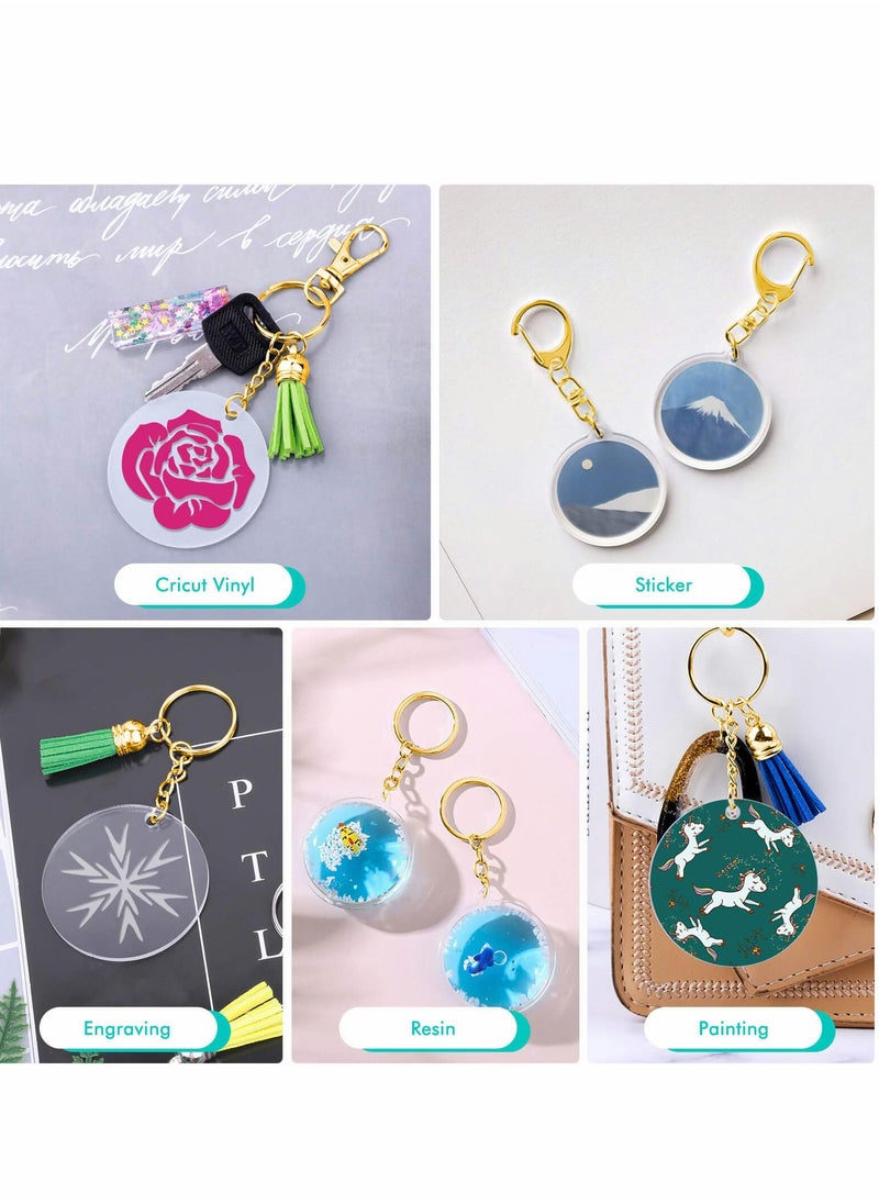 Excefore - Acrylic Keychain Blanks, 120pcs Blank Keychains for Vinyl Kit Including 30pcs Discs, keychain Tassels, Gold Key chain Rings and Jump DIY Keychain, Craft - Image 1