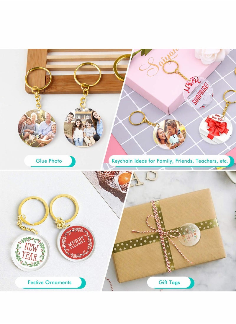 Excefore - Acrylic Keychain Blanks, 120pcs Blank Keychains for Vinyl Kit Including 30pcs Discs, keychain Tassels, Gold Key chain Rings and Jump DIY Keychain, Craft - Image 1