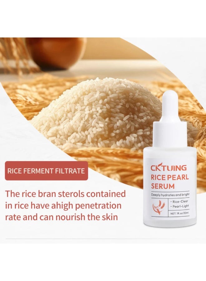 CKTUING Rice Pearl Face Serum, Moisturizing Face Essence, Firming Anti Wrinkle Anti Aging Removing Face Fine Lines, Smooth Deeply Brightening Even Skin Tone for Daily Skin Care-30 ML - Image 4