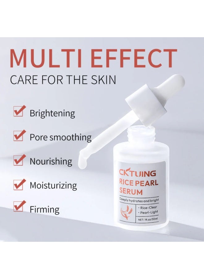 CKTUING Rice Pearl Face Serum, Moisturizing Face Essence, Firming Anti Wrinkle Anti Aging Removing Face Fine Lines, Smooth Deeply Brightening Even Skin Tone for Daily Skin Care-30 ML - Image 5