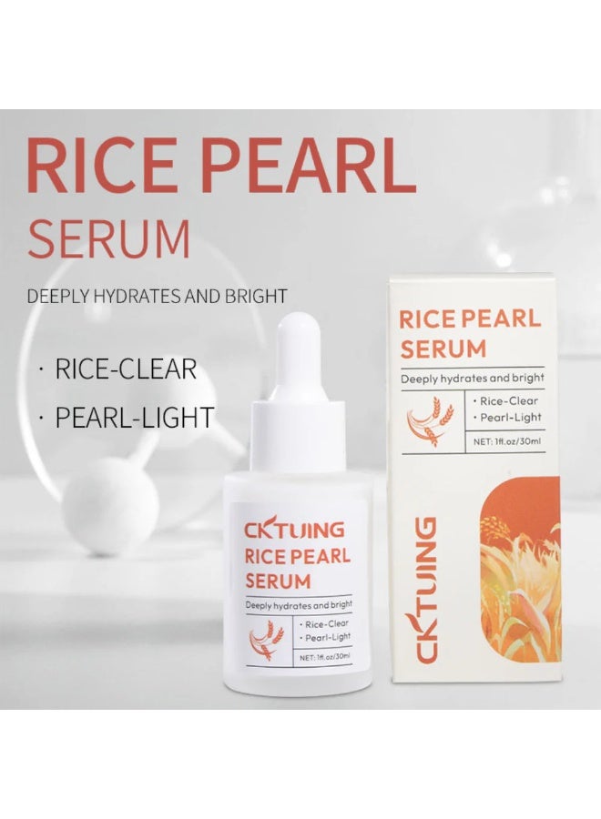 CKTUING Rice Pearl Face Serum, Moisturizing Face Essence, Firming Anti Wrinkle Anti Aging Removing Face Fine Lines, Smooth Deeply Brightening Even Skin Tone for Daily Skin Care-30 ML - Image 3