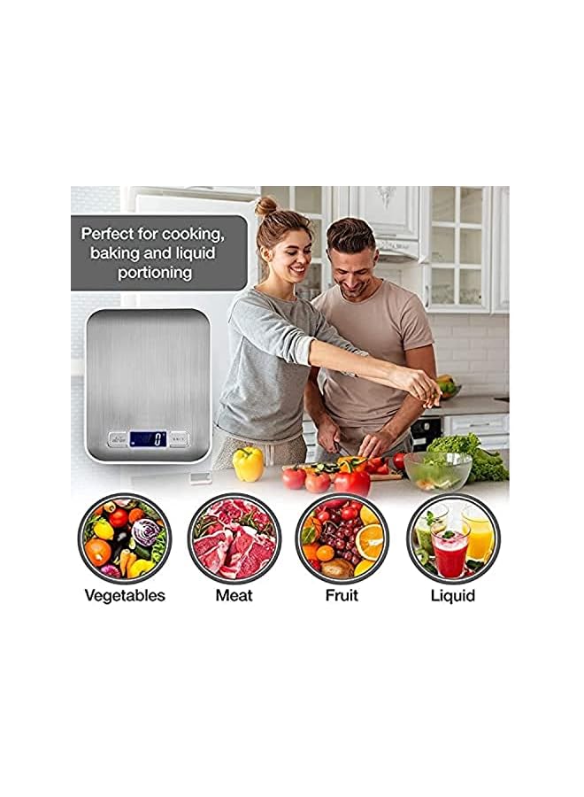 SHOWAY Food Scale Multifunction Digital Kitchen Scale High Accuracy Electronic Food Weight With Large Lcd Display, Stainless Steel Platform, Ultra Slim, From 0.1G Up To 5Kg (5Kg/0.1G) - Image 2