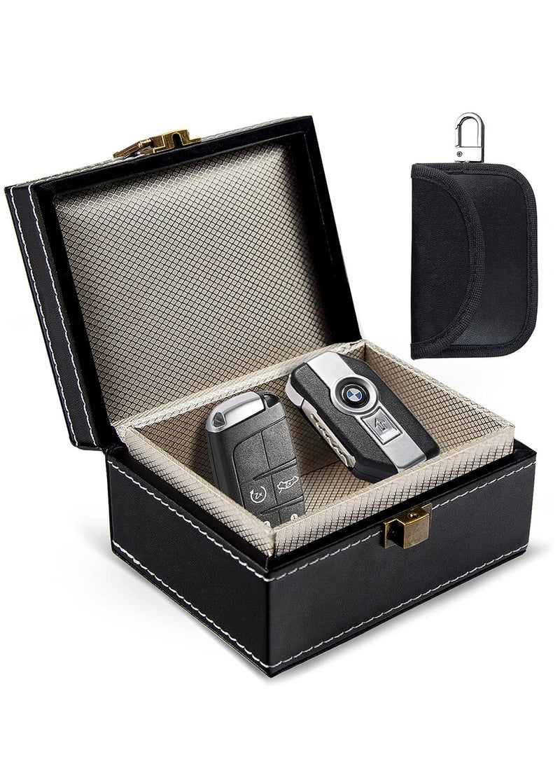 Excefore Car Key Signal Blocker Box with 1 Ps Faraday Pouch Faraday Box for Car Keys RFID Blocking Case Keyless Entry Car Security Key Protector Signal Blocker - Image 1