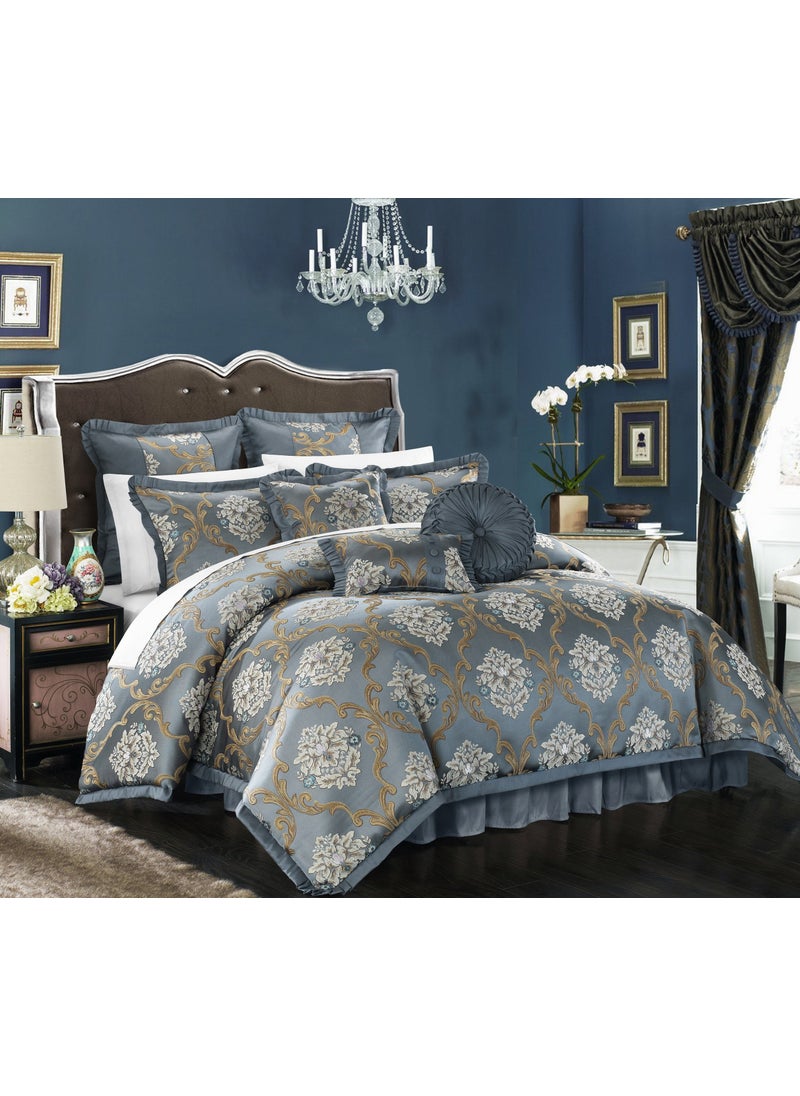 Chic Home Chic Home 9 Piece Aubrey Decorator Upholstery Comforter Set and Pillows Ensemble King Blue 