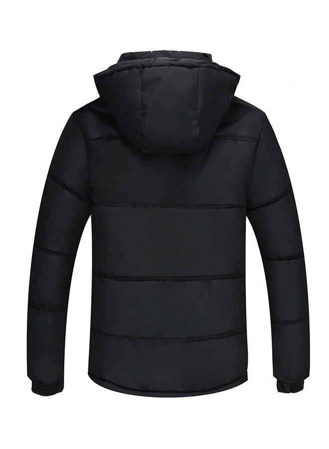 Mens Winter Cotton Jacket Mid-Length Warm Black gray hair - Image 2