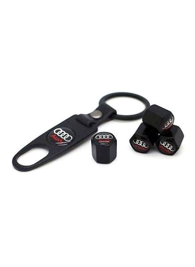 NIBEMINENT Car Wheel Tire Valve Air Caps Set For Audi Key Chain