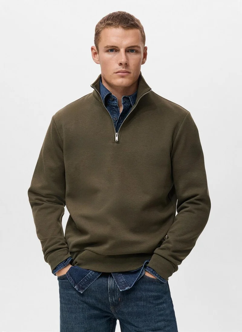 Mango Man Regular-fit cotton sweatshirt with zip