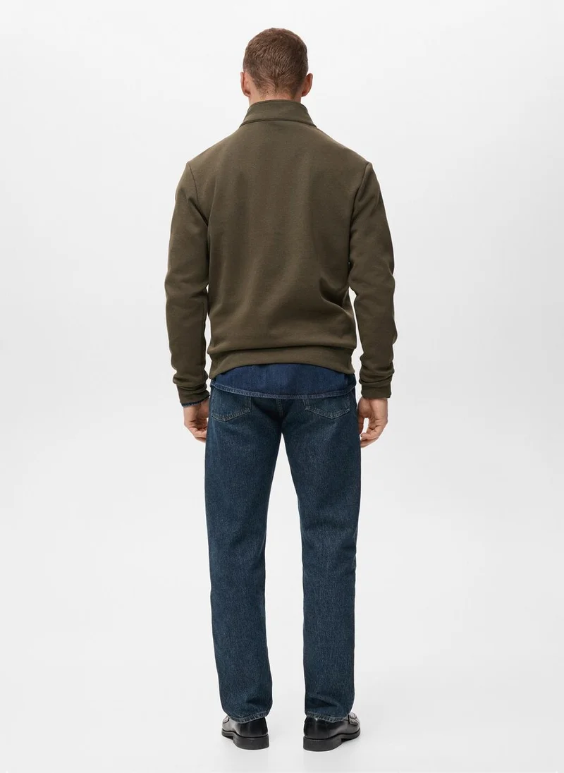Mango Man Regular-fit cotton sweatshirt with zip