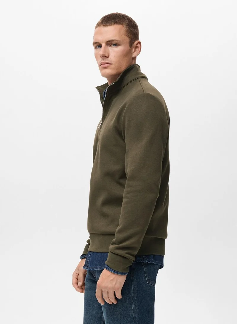 Mango Man  Regular-fit cotton sweatshirt with zip for Men | Best Price UAE