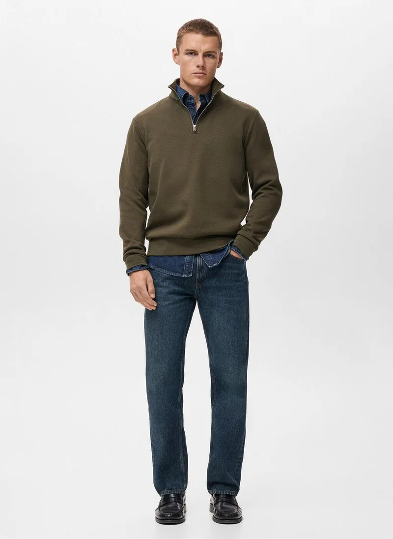 Mango Man  Regular-fit cotton sweatshirt with zip for Men | Best Price UAE