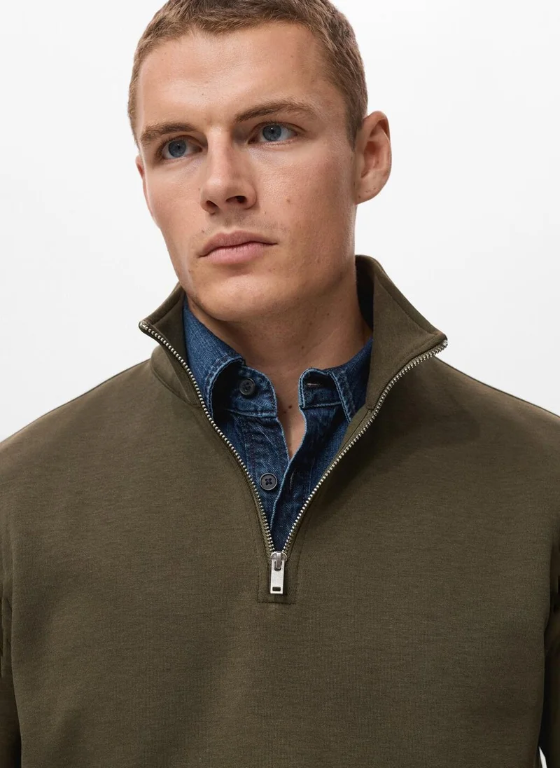 Mango Man  Regular-fit cotton sweatshirt with zip for Men | Best Price UAE
