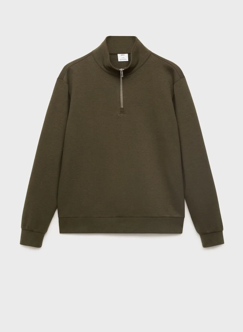 Mango Man  Regular-fit cotton sweatshirt with zip for Men | Best Price UAE