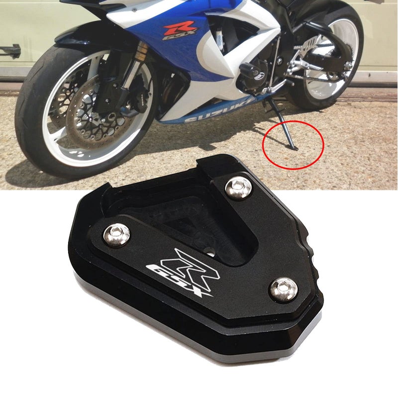 MOWOK Kickstand For Suzuki GSXR 600 GSXR 750 GSXR 1000 RX GSXR1000 Motorcycle CNC Extension Pad Support Plate Foot Side Stand