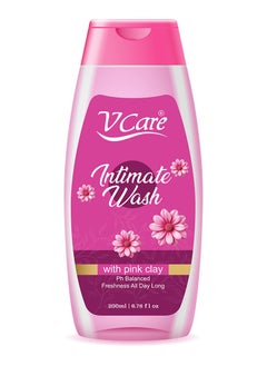VCare V Care Intimate Wash with Pink Clay 200ml - pH Balanced, Soothing & Purifying, Freshness All Day Long, Gentle Cleanser for Sensitive Skin  - Image 1