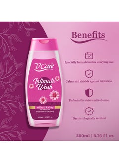 VCare V Care Intimate Wash with Pink Clay 200ml - pH Balanced, Soothing & Purifying, Freshness All Day Long, Gentle Cleanser for Sensitive Skin  - Image 4