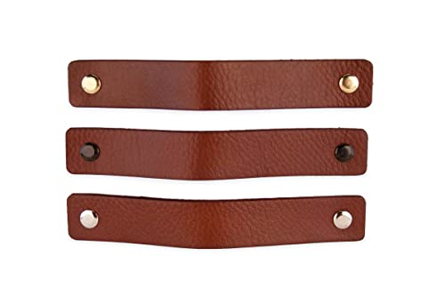 Brute Strength - Leather Furniture Handles - Cognac - 6pcs - 6.5" x 1" - Leather Dresser Pulls - Cabinet knobs Dresser knobs - Handles - Image 4