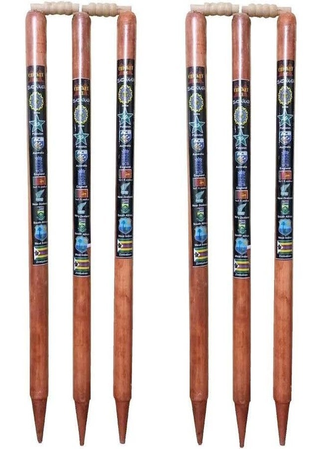 VINOX Cricket Wooden Spring Back Stump Heavy Cricket Stump Set(Wooden) (Pack of 2)