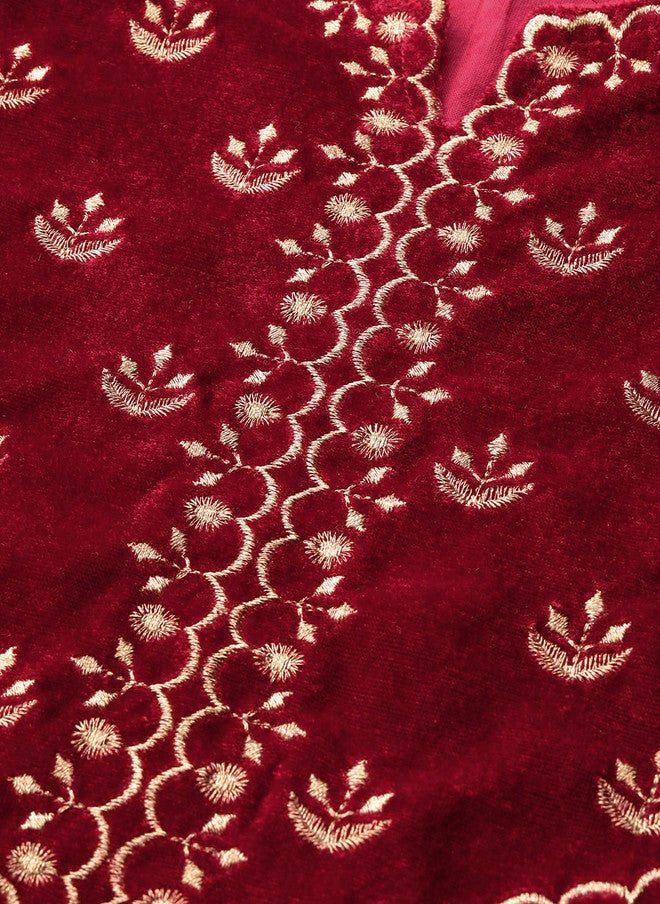 ساسافراس كرتا نسائي مخملي عنابي - Image 2