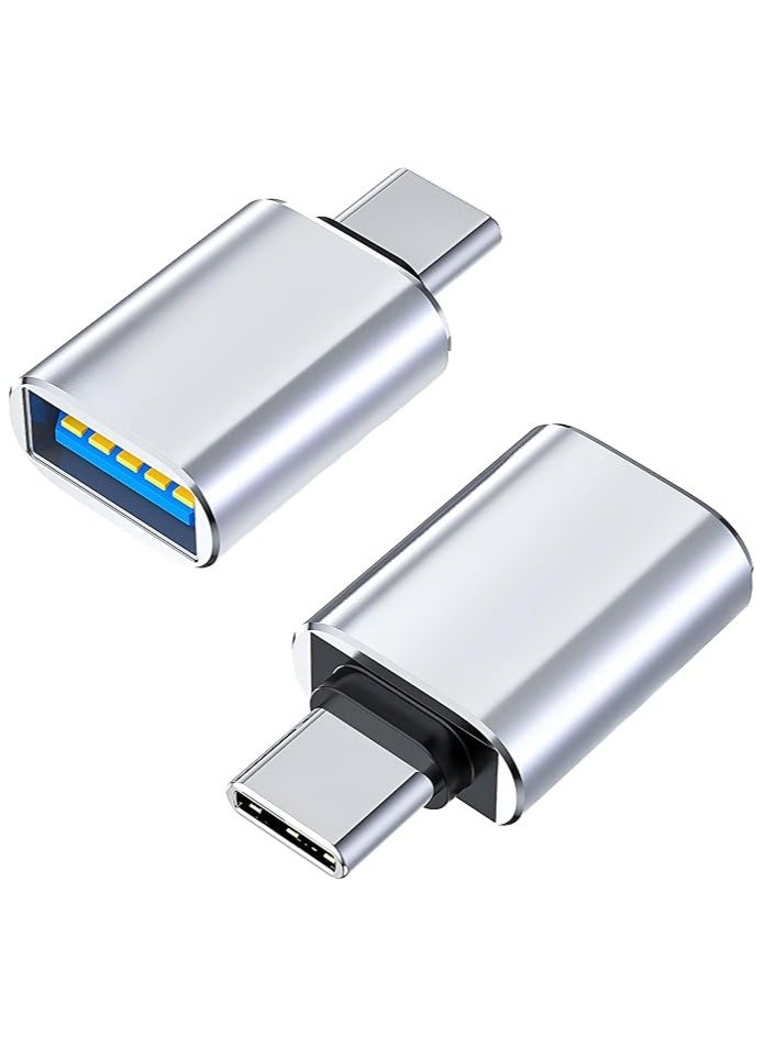 erorex USB C to USB 3.0 Adapter (2 Pack),USB Type-C to USB,USB C Female to USB Male Adapter OTG Converter for MacBook Pro 2023 iMac iPad Mini 6/Pro and Other Type C or Thunderbolt 4/3 Devices Space (Siver)  - Image 1