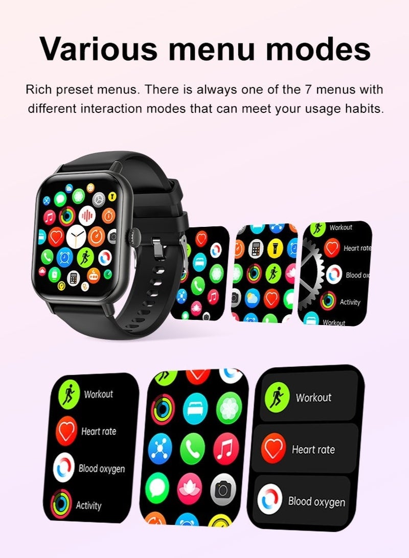 Universal Stylish Smart Sports Watch, 2-inch Touch Screen, 100+ Sports modes, Bluetooth 5.3, IP67, Smart reminders, Exercise records, Health detection, Black - Image 5