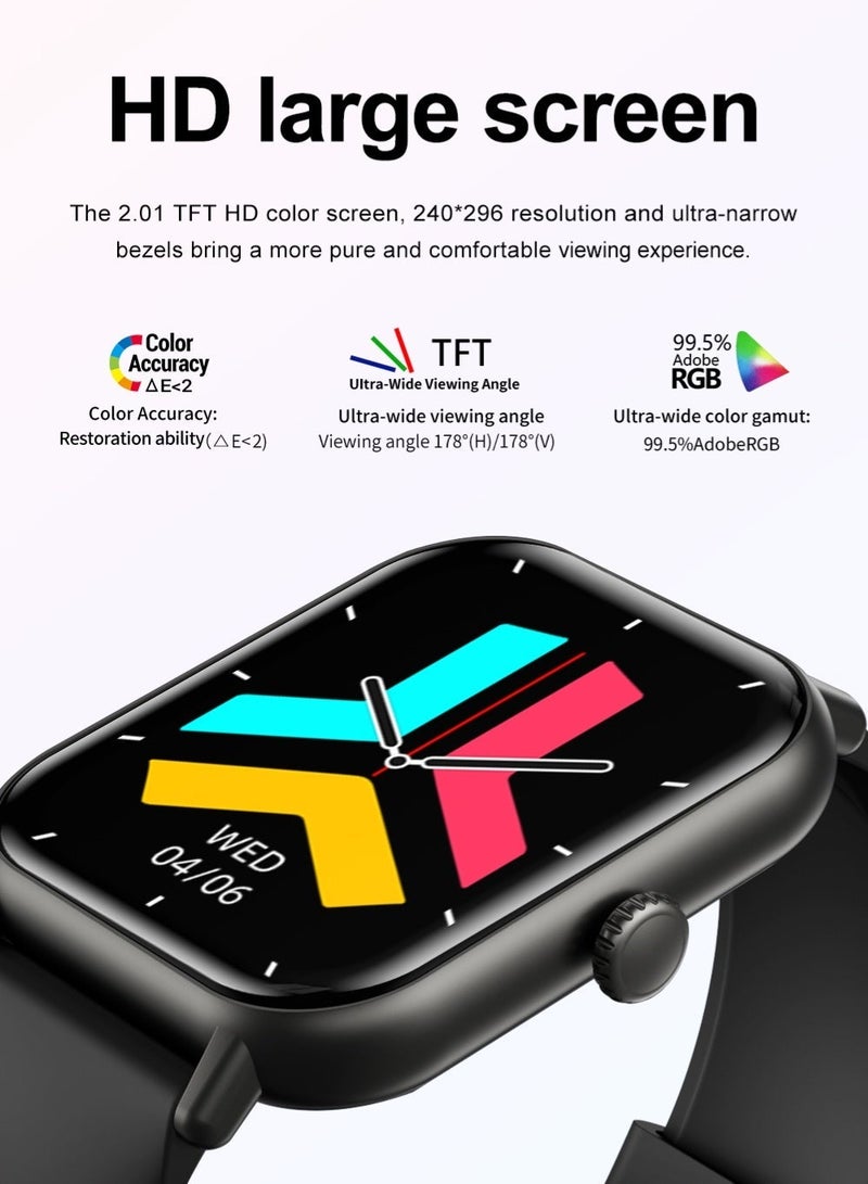 Universal Stylish Smart Sports Watch, 2-inch Touch Screen, 100+ Sports modes, Bluetooth 5.3, IP67, Smart reminders, Exercise records, Health detection, Black - Image 4