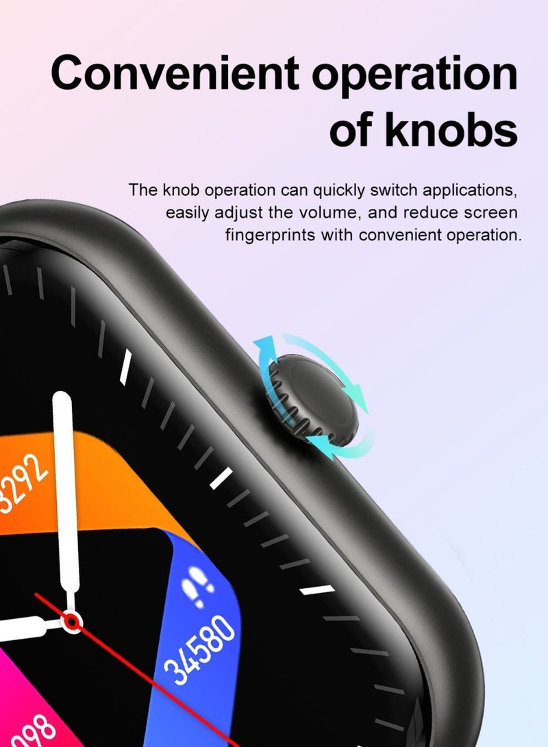 Universal Stylish Smart Sports Watch, 2-inch Touch Screen, 100+ Sports modes, Bluetooth 5.3, IP67, Smart reminders, Exercise records, Health detection, Black - Image 3