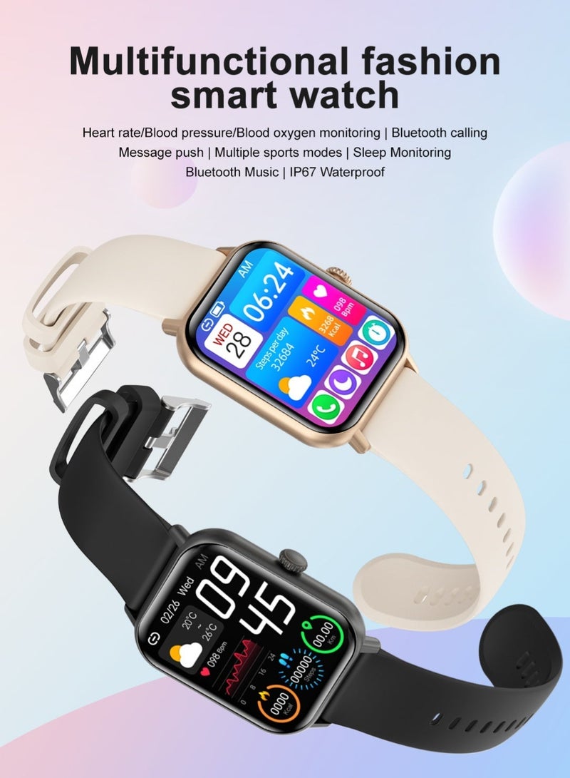 Universal Stylish Smart Sports Watch, 2-inch Touch Screen, 100+ Sports modes, Bluetooth 5.3, IP67, Smart reminders, Exercise records, Health detection, Black - Image 2